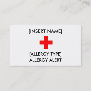Allergy Alert ID/I.C.E. Kaart Visitekaartje