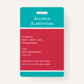 Allergy Alert Kind Foto Medical Emergency Daycare Badge (Achterkant)