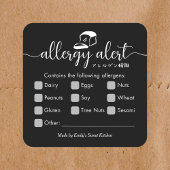 Allergy Alert Minimalist Black Bakery Bread Vierkante Sticker