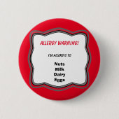 Allergy Alert Pin Button Badge (Voorkant)