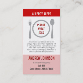 Allergy Alert Red Duotones Contactkaartje