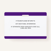 Allergy Alert Service Dog Persoonlijke foto-ID Badge (Achterkant)