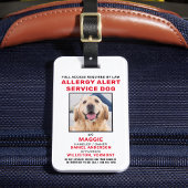 Allergy Alert Service Dog Photo ID Badge Bagagelabel