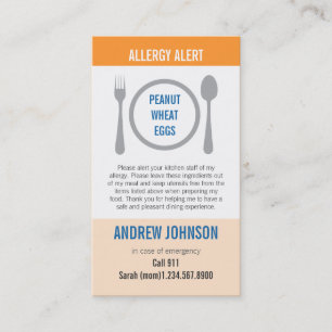 Allergy Alert Sinaasappel Duotones Contactkaartje