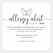 Allergy Alert Warning Baking Gloves Minimalist Vierkante Sticker (Voorkant)