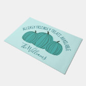 Allergy Friendly Trick or treat Blauwgroen pomkin Deurmat (Schuin)