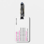 Allergy ID & I.C.E. Label Bagagelabel (Achterkant verticaal)