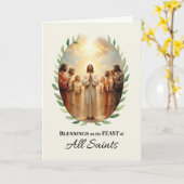 Allerheiligen Feestdag Zegeningen met Bladerkrans Kaart (Gele Bloem)