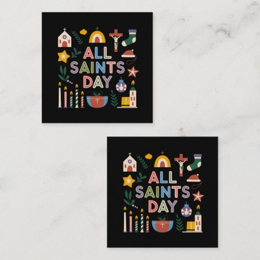 Allerheiligen vieren de betekenisvolle dag vierkante visitekaartje (Voorkant / Achterkant)