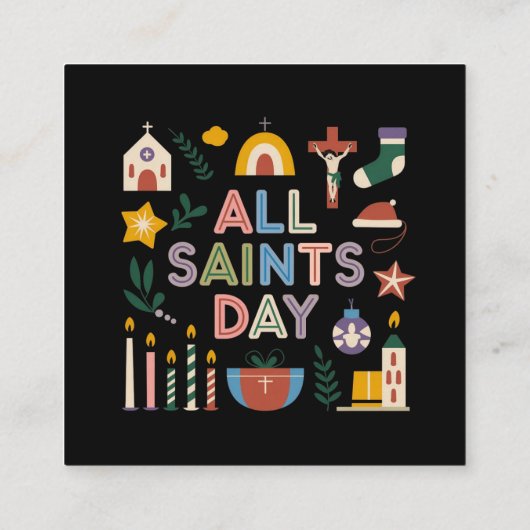Allerheiligen vieren de betekenisvolle dag vierkante visitekaartje (Achterkant)