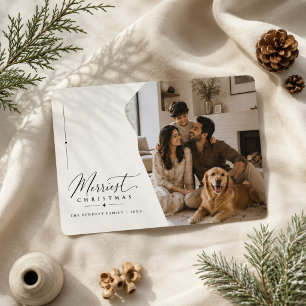 Allerkerstelijkste Kerst Moderne Golvende Gezinsfo Feestdagenkaart