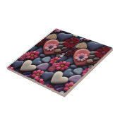 Allerlei harten en bloemen mozaïek tegeltje (Zijkant)