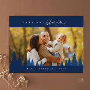 Allerleukste Kerst Familie Foto Buiten Pijnbomen Briefkaart