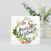 Allerleukste kerst waterverf bloemrijke feestdagen feestdagenkaart (Staand voorkant)