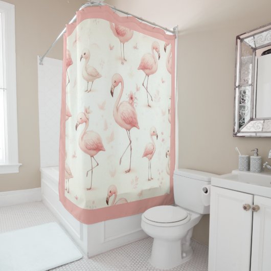 Allerliefste Flamingokudde Douchegordijn (In situ)