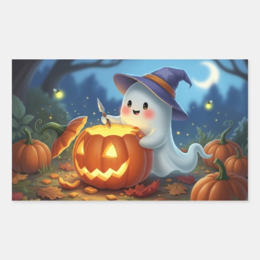 Allerliefste spook Halloween rechthoekige stickers (Voorkant)