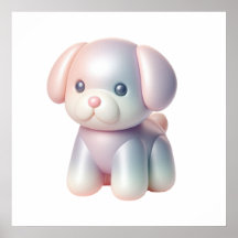 Allerliefste Zilveren Puppy Muur Kunst Poster – Sc