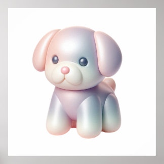 Allerliefste Zilveren Puppy Muur Kunst Poster – Sc