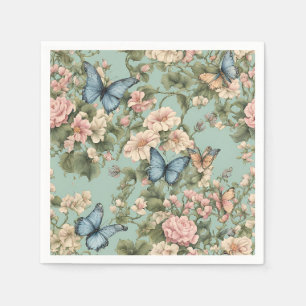 Allerminst Roze Blau Bloem & Vlinder Servet