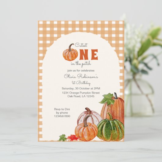 Allermooiste Pompoen in de Patch 1e Verjaardag Kaart (Staand voorkant)