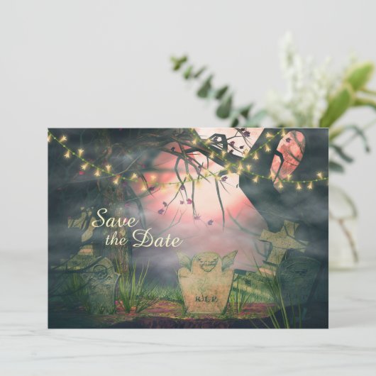 Allervriendelijkste Begraafplaats Save the Date Tr Kaart (Staand voorkant)