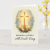 Allerzielen Feest Zegeningen met Kruiskaarsen Kaart (Gele Bloem)