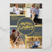 Alles 4 Foto Collage Gray en Gold Folie Feestdagenkaart (Voorkant)