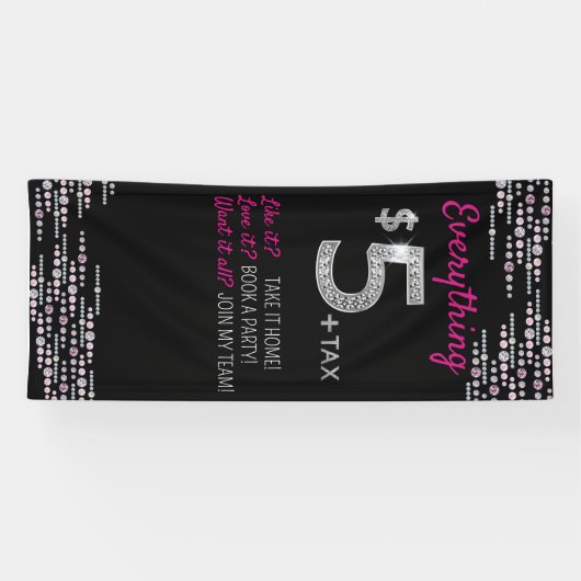 Alles $5 juwelen - Gebeurtenis show roze diamanten Spandoek (Horizontaal)