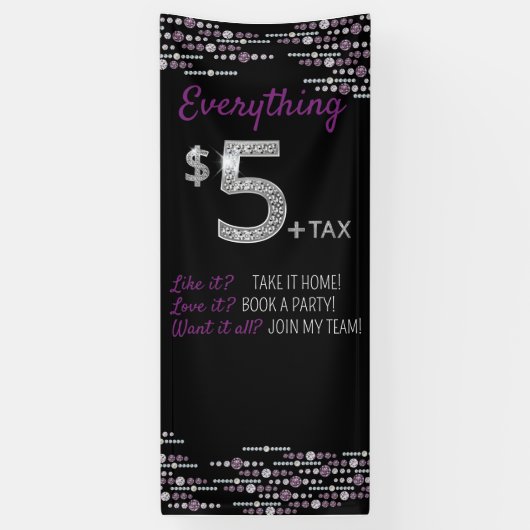 Alles $5 Sieraden- Event Show banner- Paarse Spandoek (Verticaal)