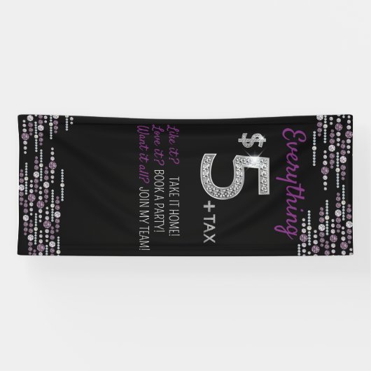 Alles $5 Sieraden- Event Show banner- Paarse Spandoek (Horizontaal)