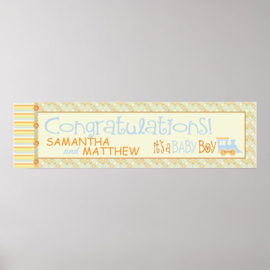 Alles aan boord! Treinbanner voor Baby shower Poster (Voorkant)