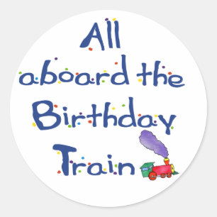 Alles aan boord van de Birthday Train Ronde Sticker