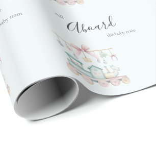 Alles aan boord voor de Baby Trein Baby Shower Cadeaupapier