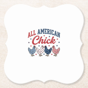 Alles Amerikanisch Kip Patriotische Kip Shirt Ontw Kartonnen Onderzetters