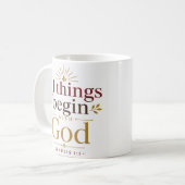 Alles begint met God Bijbeltekst Koffiemok (Voorkant links)