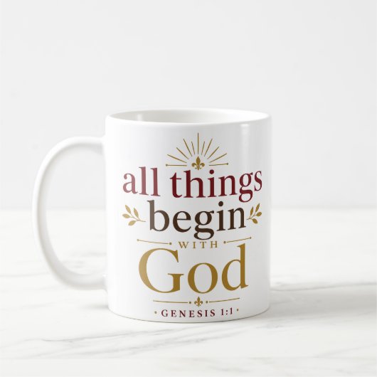 Alles begint met God Bijbeltekst Koffiemok (Links)