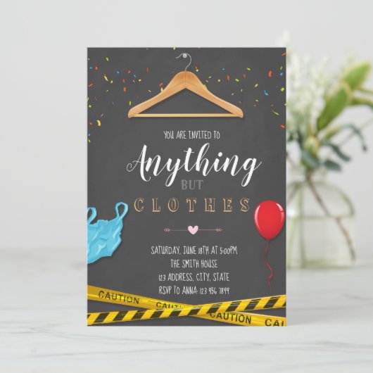 Alles behalve uitnodiging voor kleding (Staand voorkant)