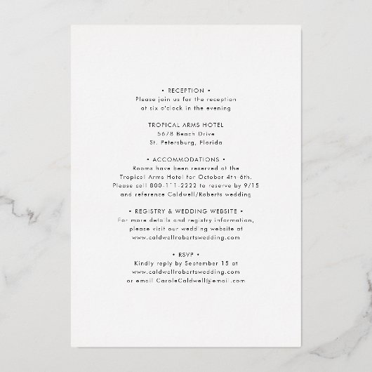 Alles bij één modern Boho-modcloth-monogram bruilo Folie Uitnodiging (Achterkant)