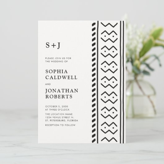 Alles bij één modern Boho-modcloth-monogram bruilo Kaart (Staand voorkant)