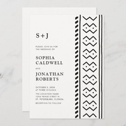 Alles bij één modern Boho-modcloth-monogram bruilo Kaart (Voorkant / Achterkant)