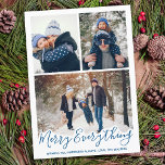 Alles bij elkaar eenvoudige blauwe familie foto feestdagenkaart<br><div class="desc">Stuur kerstvakantie groeten met deze schattige Merry Everything Happy Always kaart in een trendy blauw design. Terug: Vrolijk alles ~ Ik wens je altijd geluk. Personaliseer met uw familienaam en individuele namen. Deze familiefoto collage vakantiekaart zal een favoriet zijn onder al uw familie en vrienden. Bezoek ons collectie voor het...</div>