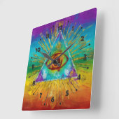 Alles bij elkaar genomen: oog van God - abstracte  Vierkante Klok (Hoek)