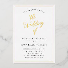 Alles bij elkaar in één etherische goudkalligrafie folie uitnodiging