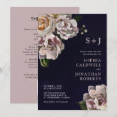 Alles bij elkaar in één Moody Floral Navy Wedding Kaart (Voorkant / Achterkant)