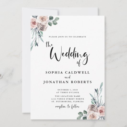 Alles bij elkaar in één mosterd roze rozen kalligr kaart (Voorkant)