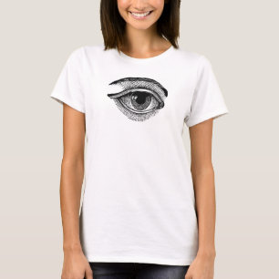 Alles bij elkaar opkijkend oog-bella bovenaan t-shirt