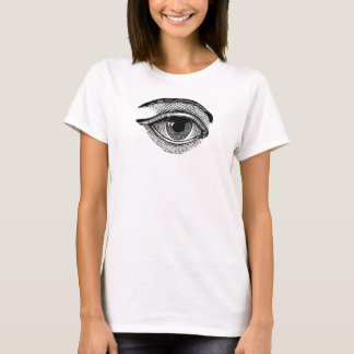 Alles bij elkaar opkijkend oog-bella bovenaan t-shirt
