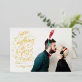 Alles bij elkaar voegen en altijd een Happy Photo Folie Feestdagenkaart (Staand Voorkant)