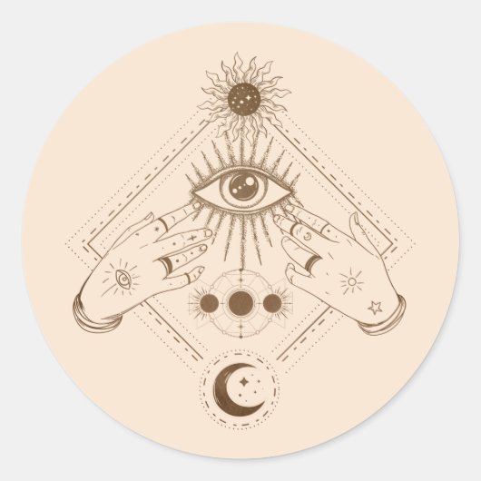 Alles bij elkaar zichtbare ogen Mystic Tarot Subli Ronde Sticker (Voorkant)
