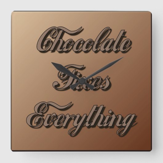 Alles Chocolade Fixes Vierkante Klok (Voorkant)